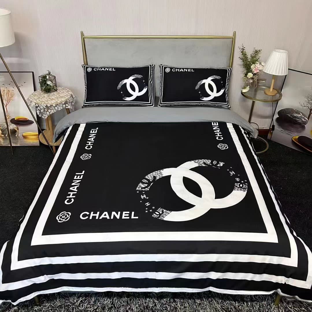 Chanel Black Premium Quality Bedsheet-0