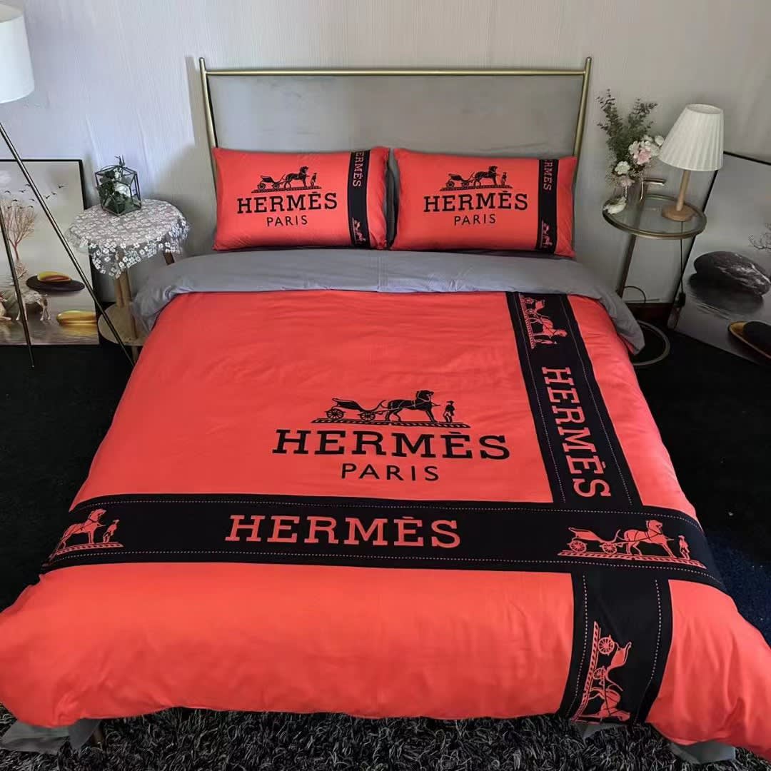 Hermes Red Premium Quality Bedsheet-0
