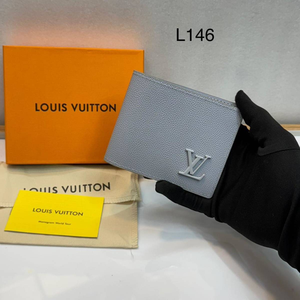 Louis Vuitton Grey Premium Compact Wallet-0