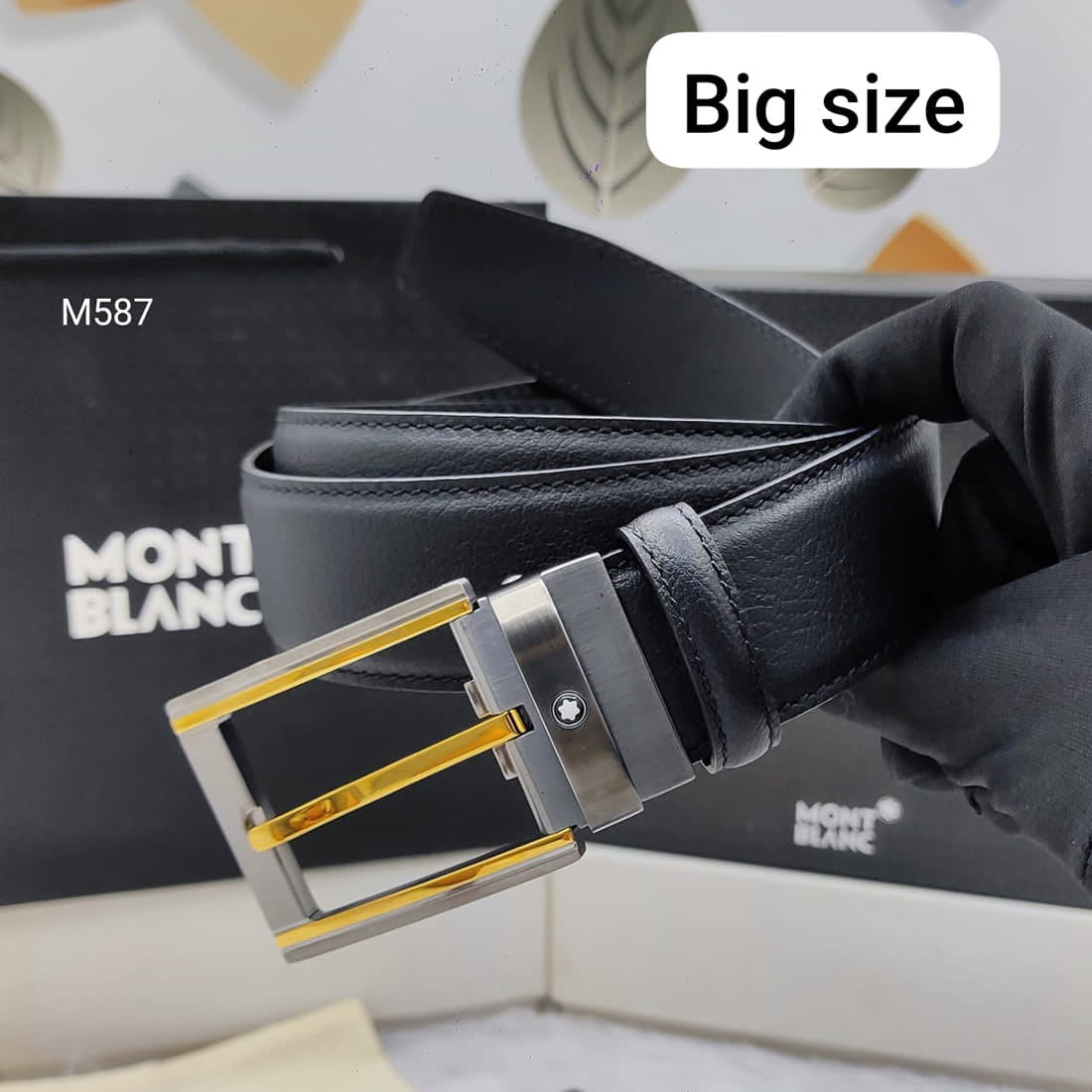 Mont Blanc Glden Premium Quality Leather Belt-0