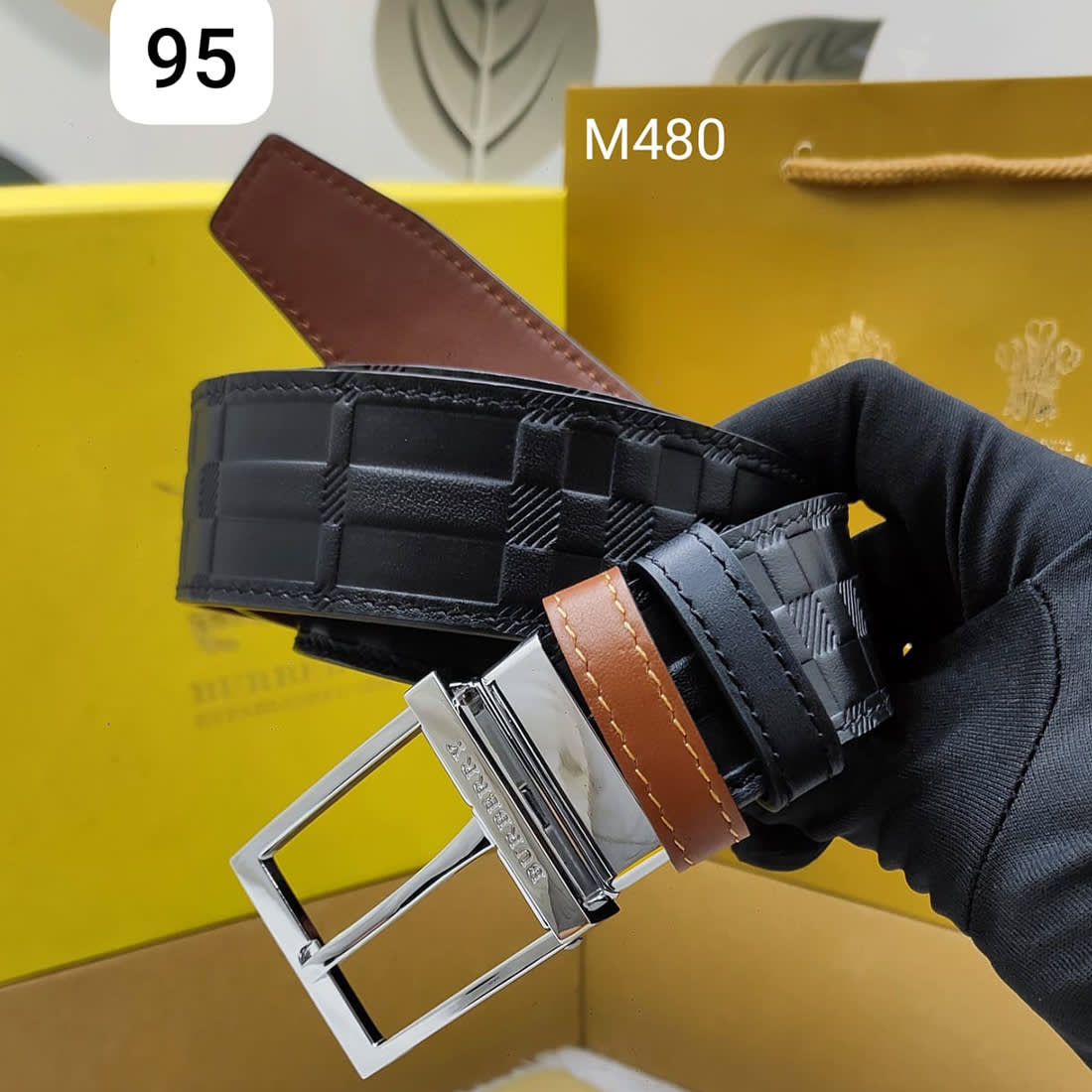 Burberry Silver Premium Quality Leather Belt-0