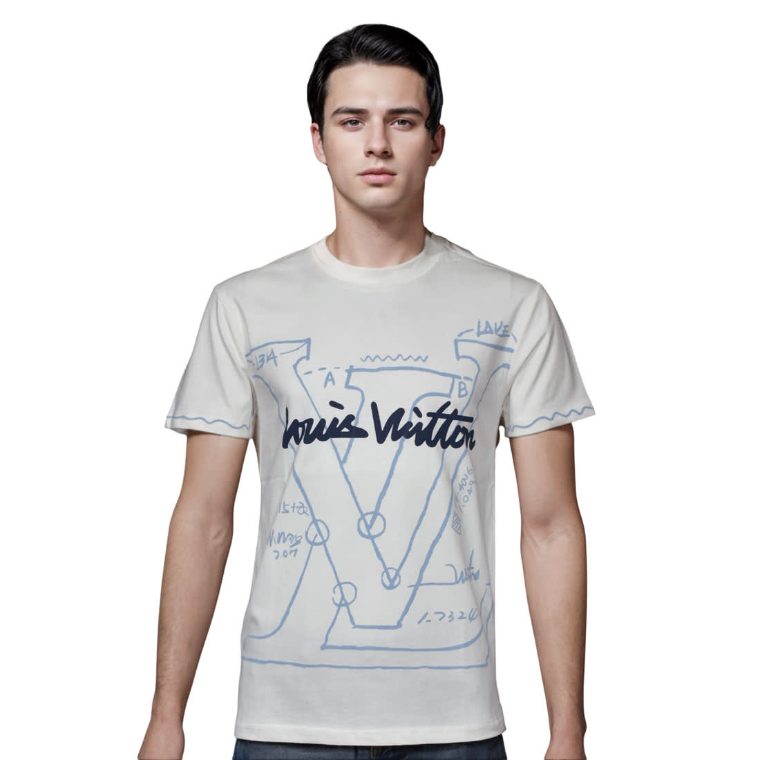 Louis Vuitton White Premium Quality T-shirt-0