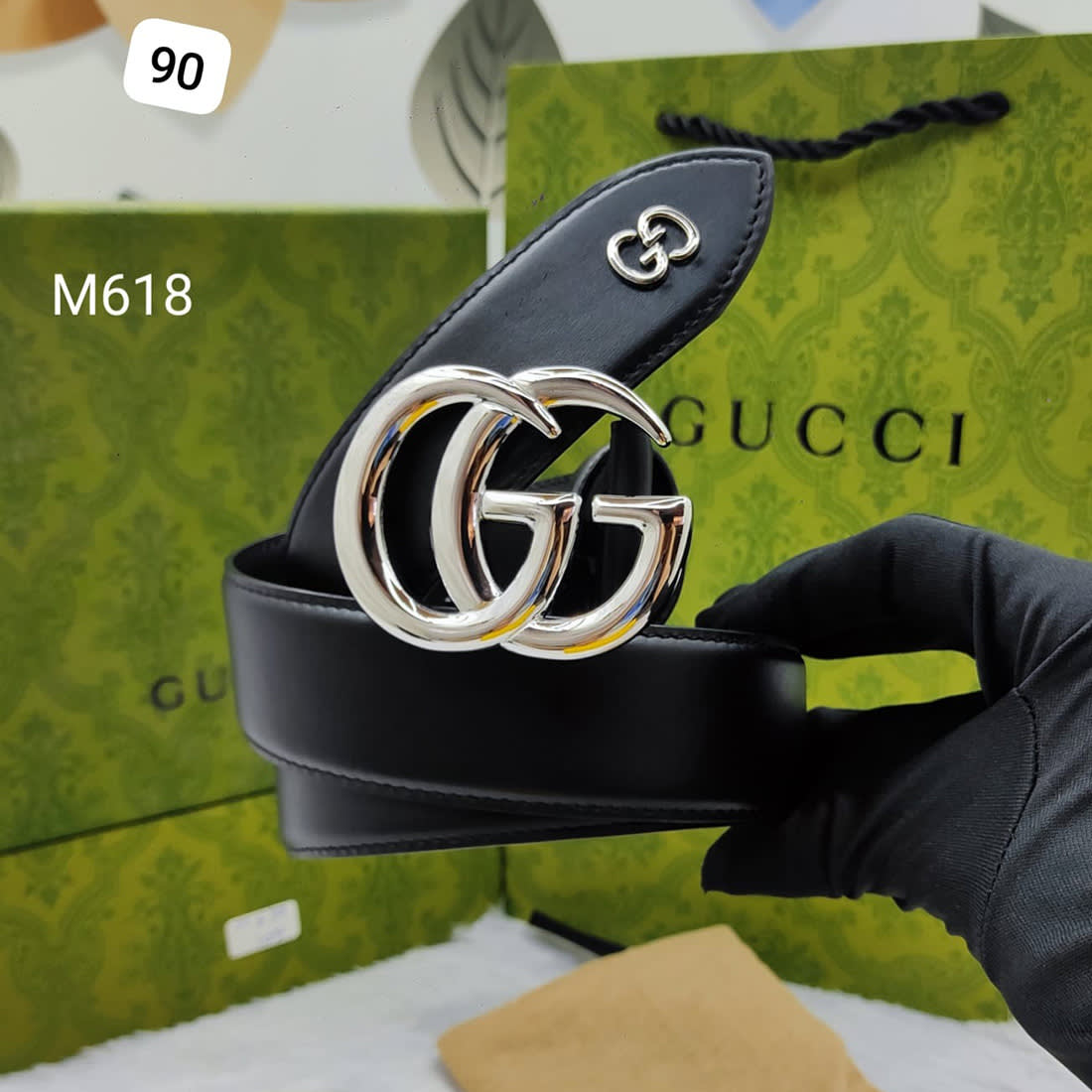 Gucci Silver Premium Quality Leather Belt-0