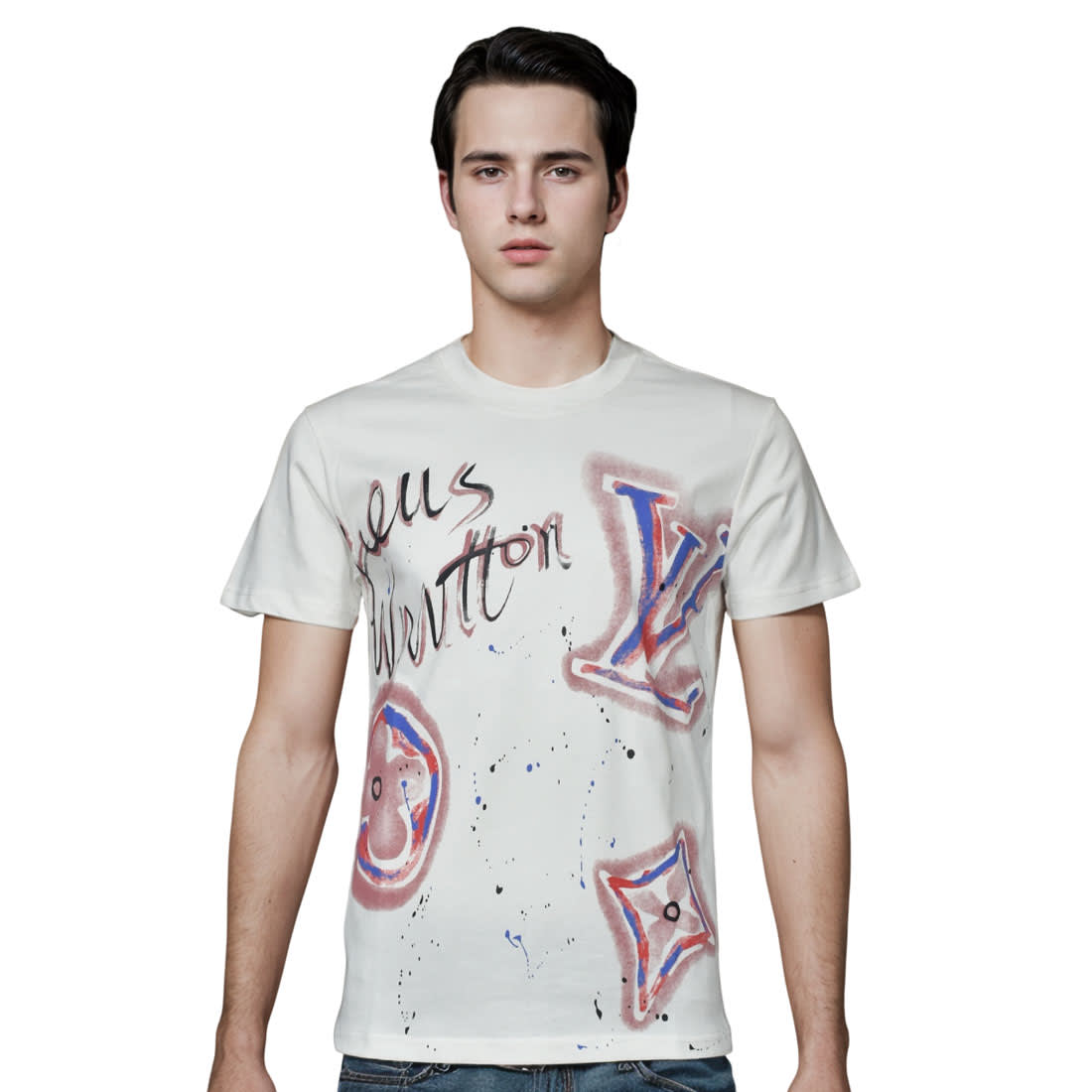 Louis Vuitton White Premium Quality T-shirt-0