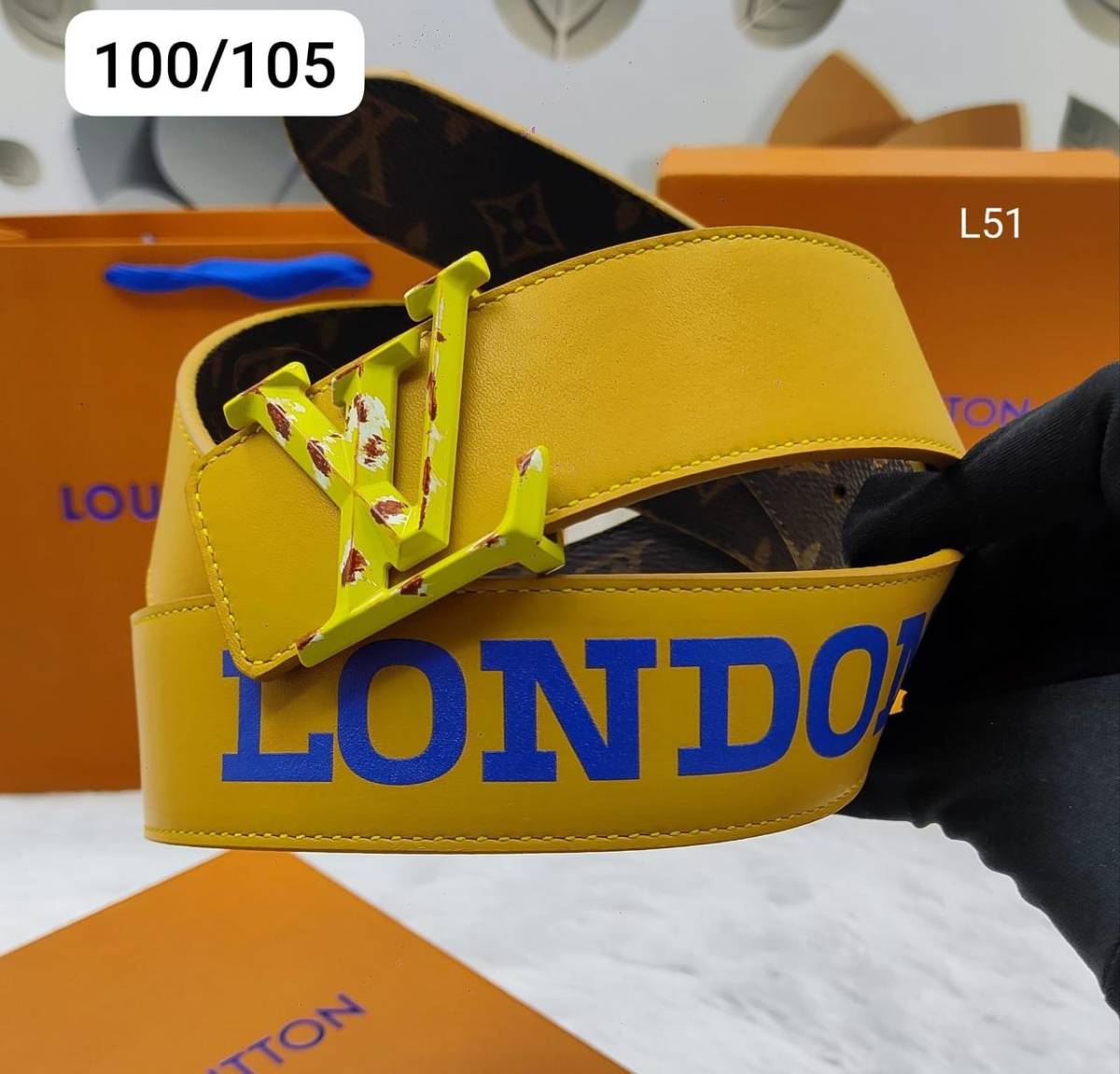 Louis Vuitton Yellow Premium Quality Leather Belt-0