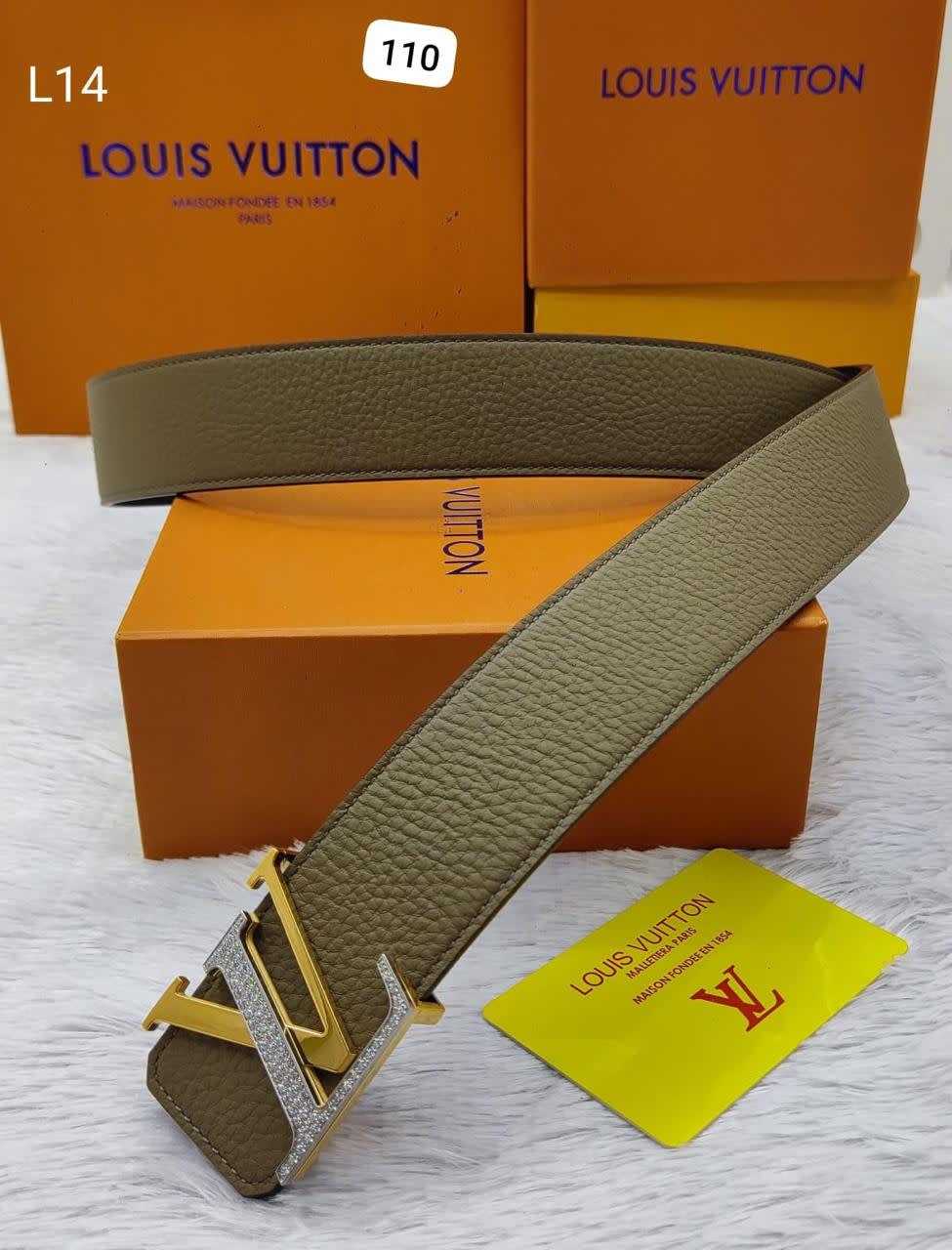 Louis Vuitton Golden & Grey Premium Quality Leather Belt-0