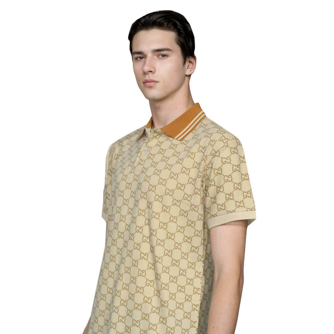 Gucci GG Stretch Cream Premium Polo T-shirt-2