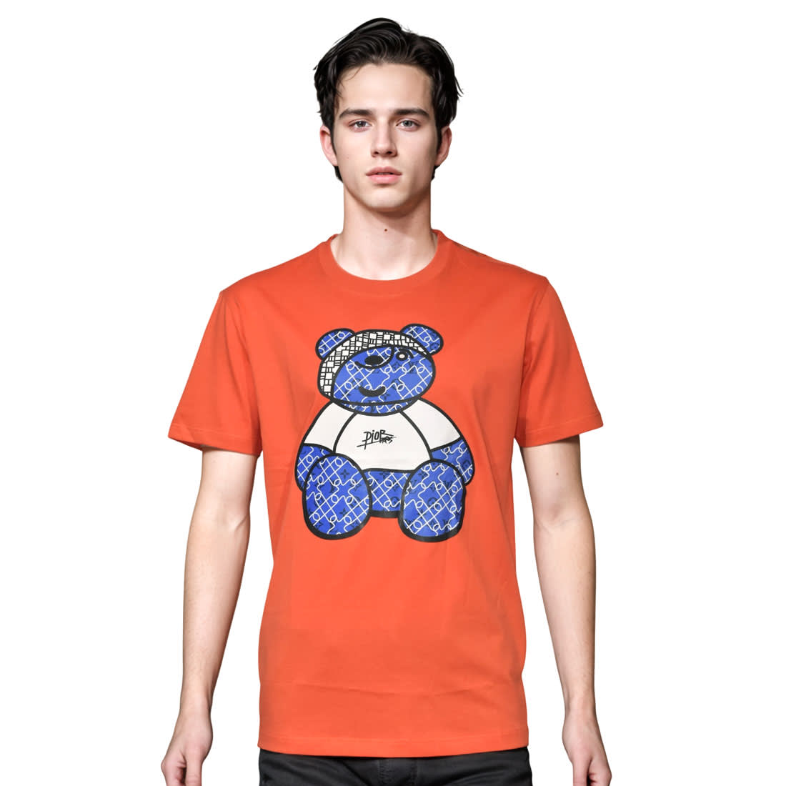 Dior Teddy Print Orange Premium Quality T-shirt-0
