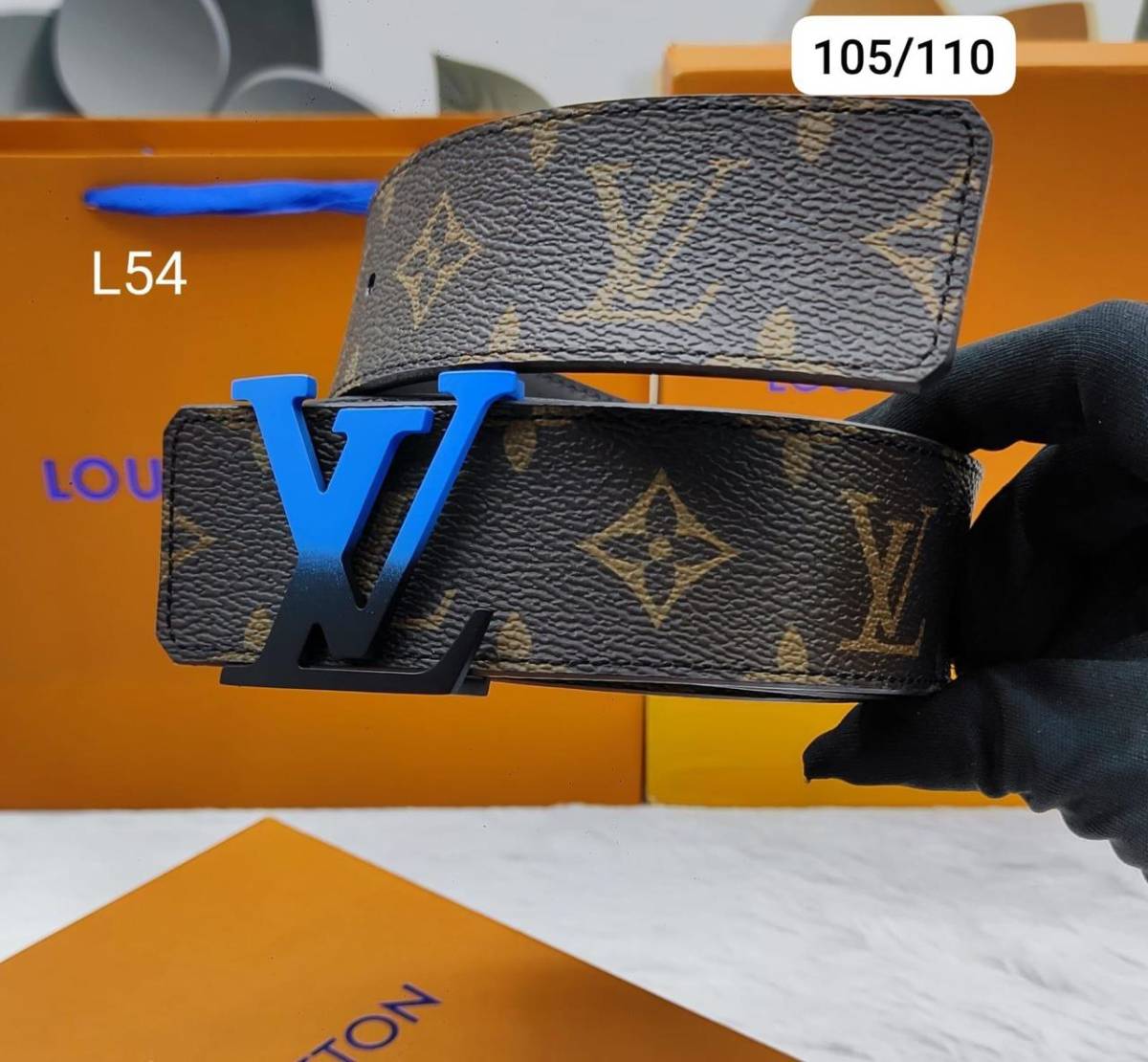 Louis Vuitton Blue & Black Premium Quality Leather Belt-0