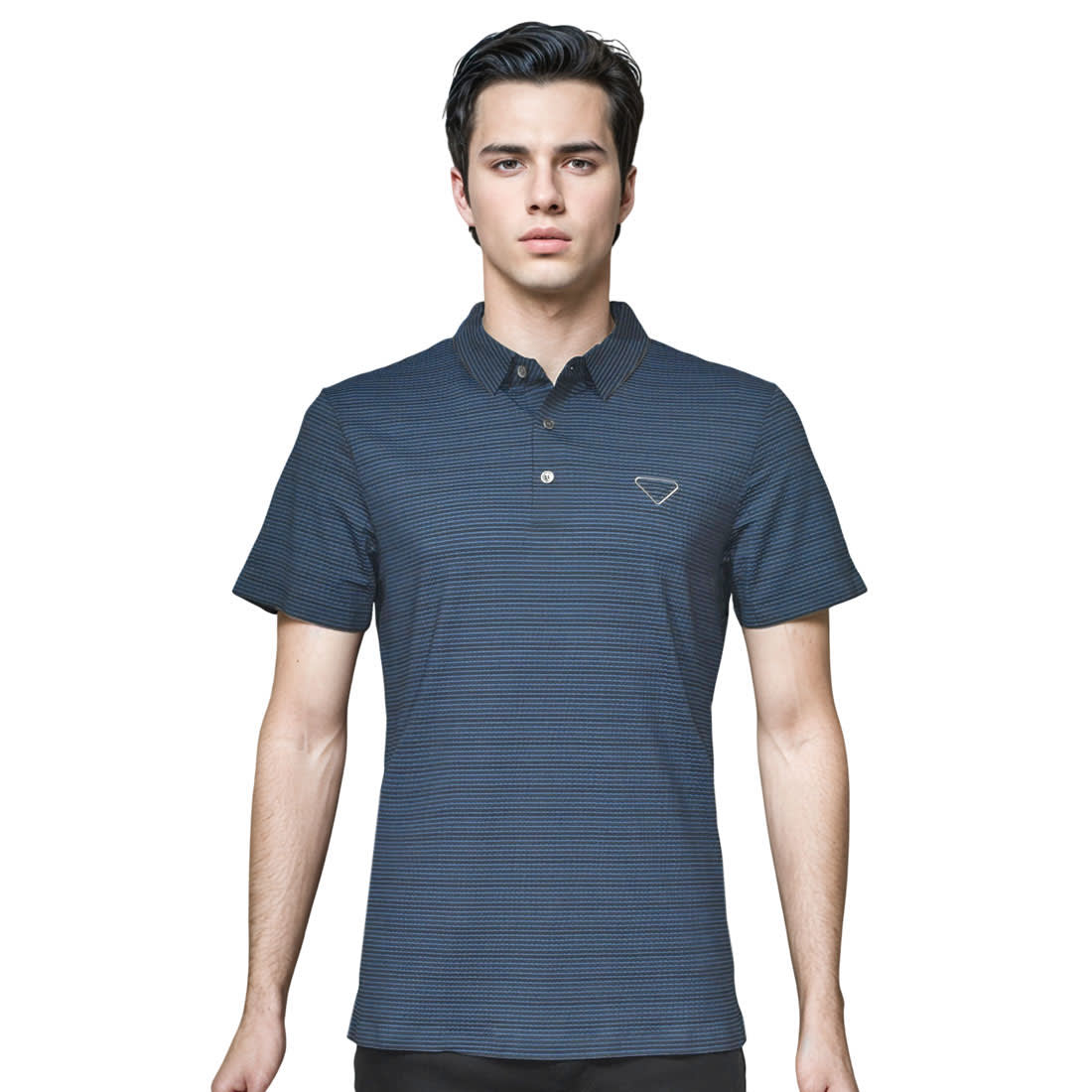 Prada Embossed Logo Blue Premium Polo Luxury T-shirt-0