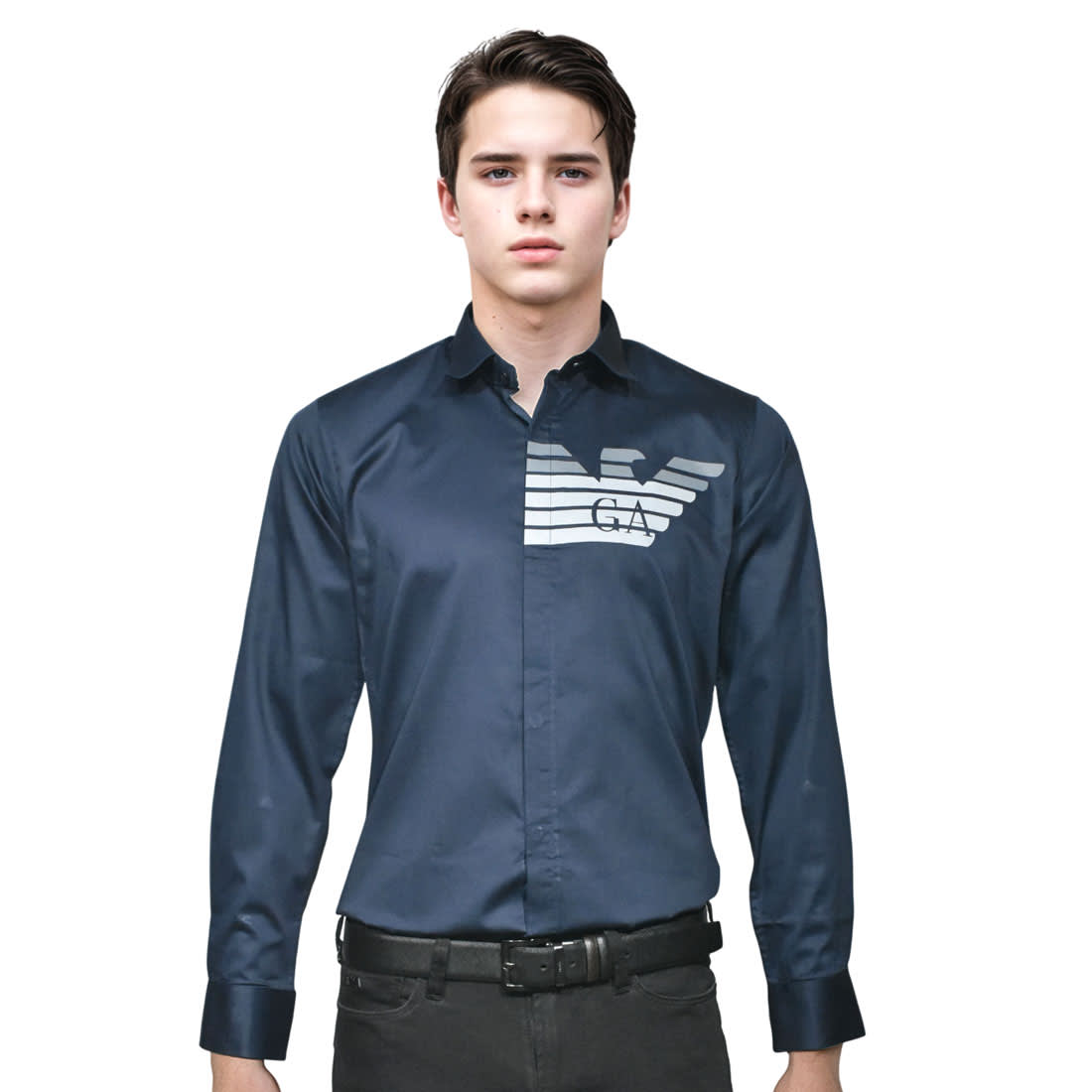 Giorgio Armani Navy Blue Premium Quality Shirt-0