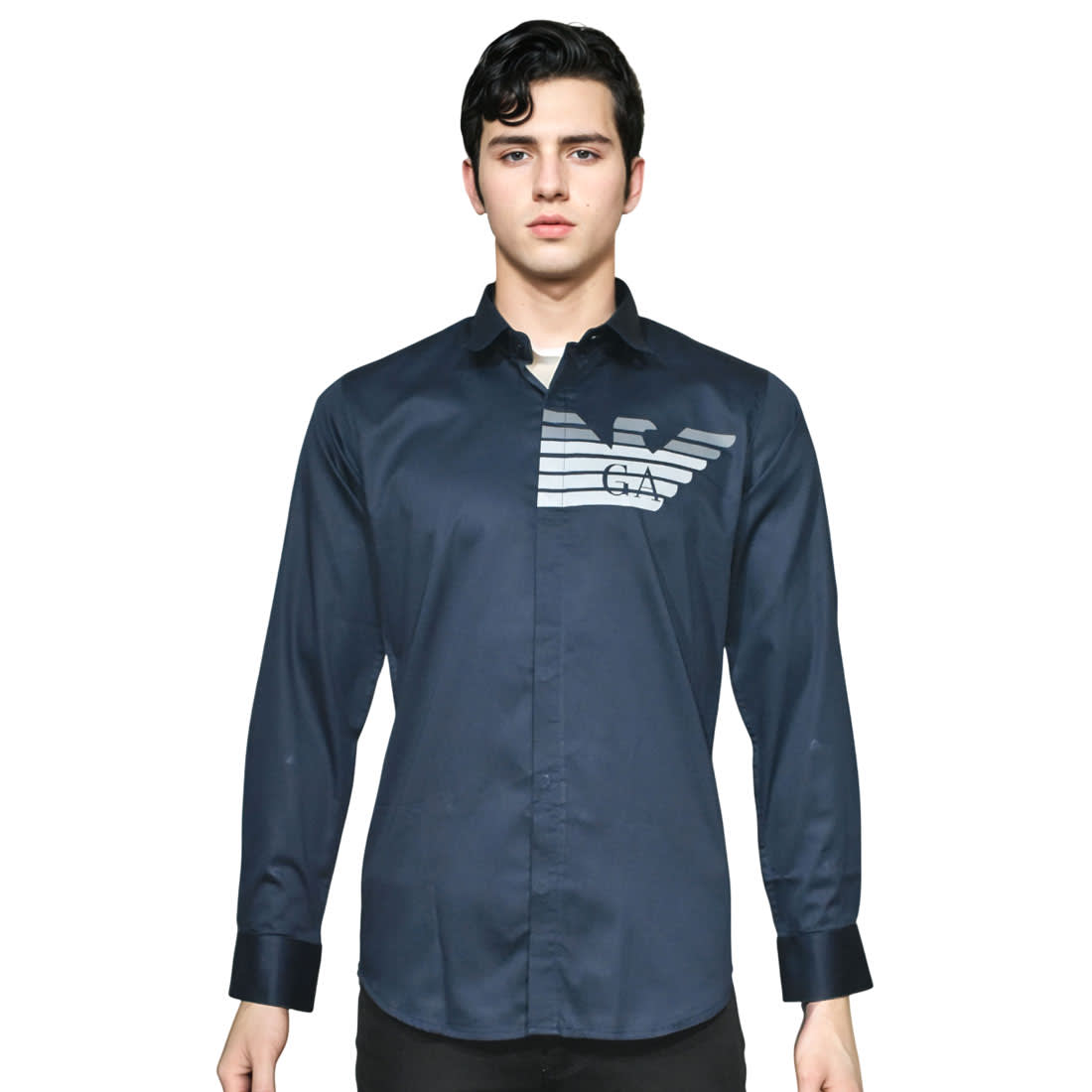 Giorgio Armani Navy Blue Premium Quality Shirt-6