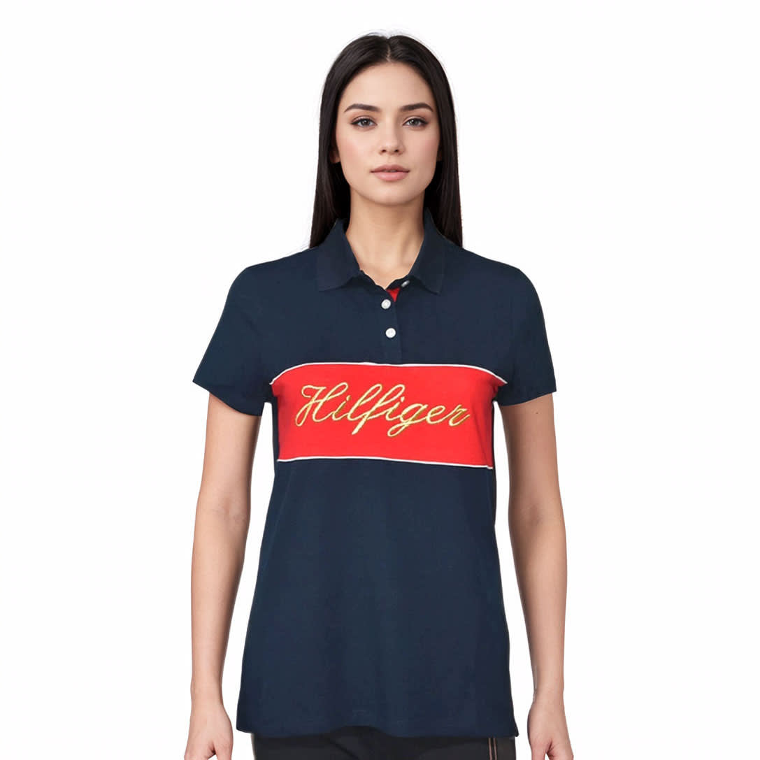 Tommy Hilfiger Dark Blue Premium Quality Women T-shirt-0