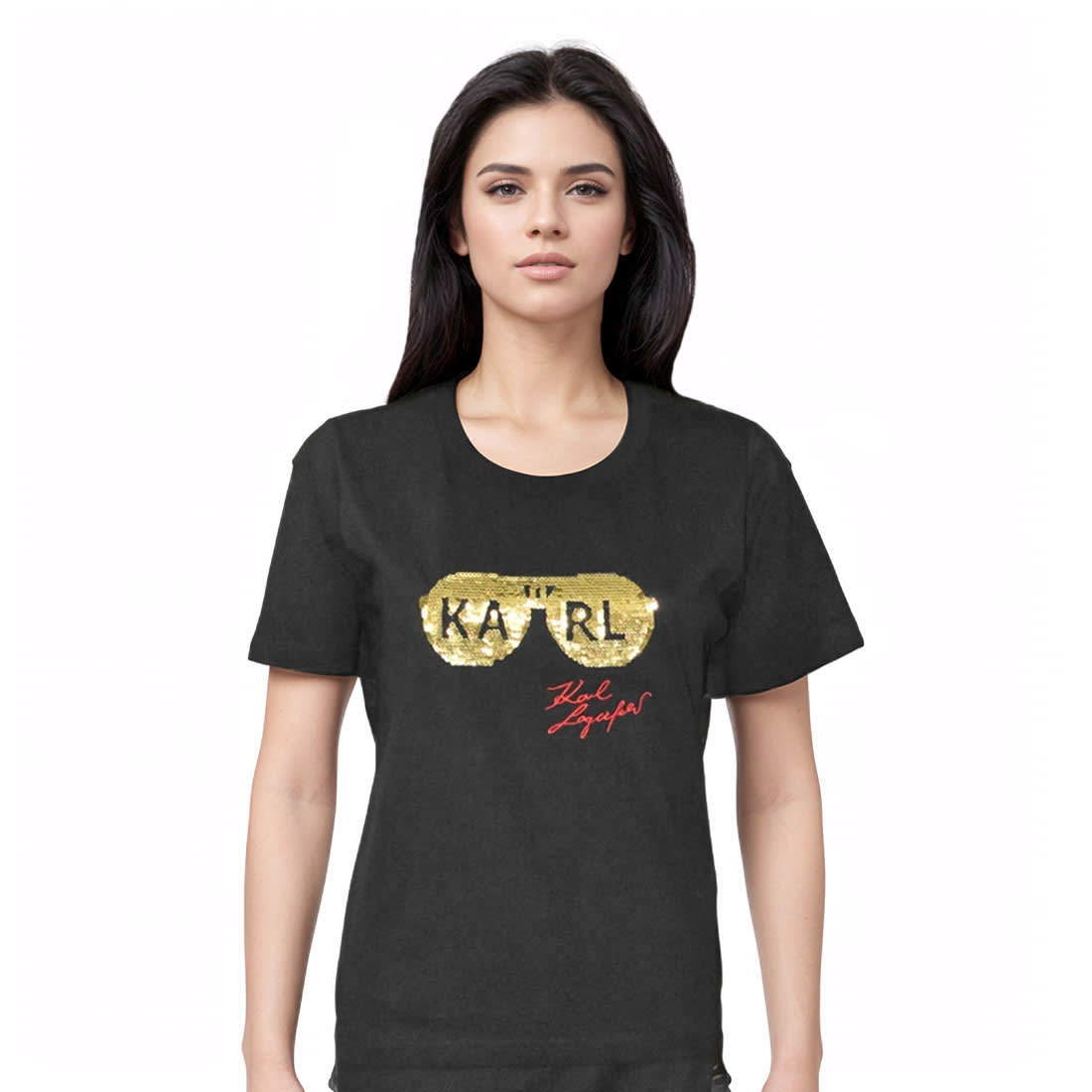 Karl Lagerfeld Black Premium Quality Women T-shirt-0