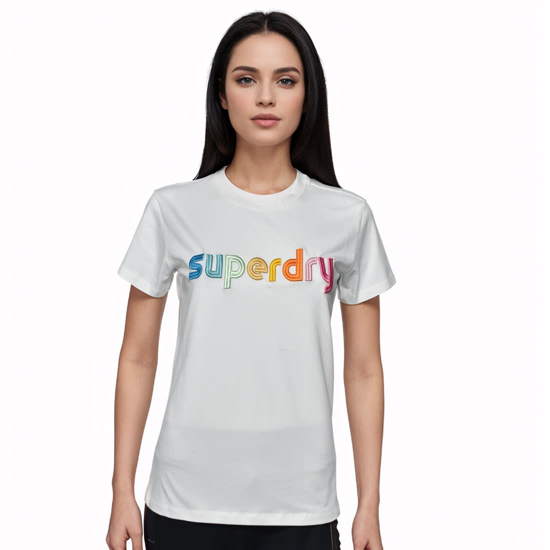 Superdry White Premium Quality Women T-shirt-0