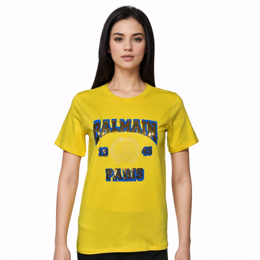 Balmain Yellow Premium Quality Women T-shirt-0