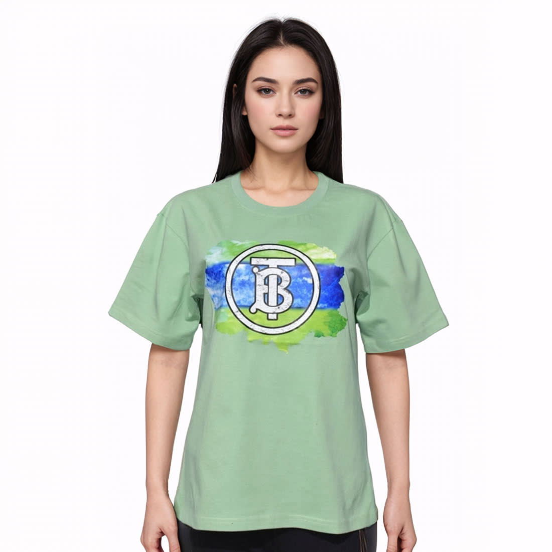 Burberry Green Premium Women Oversized T-shirt-0
