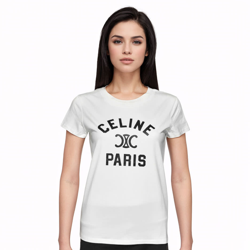 Celine White Premium Quality Women T-shirt-0