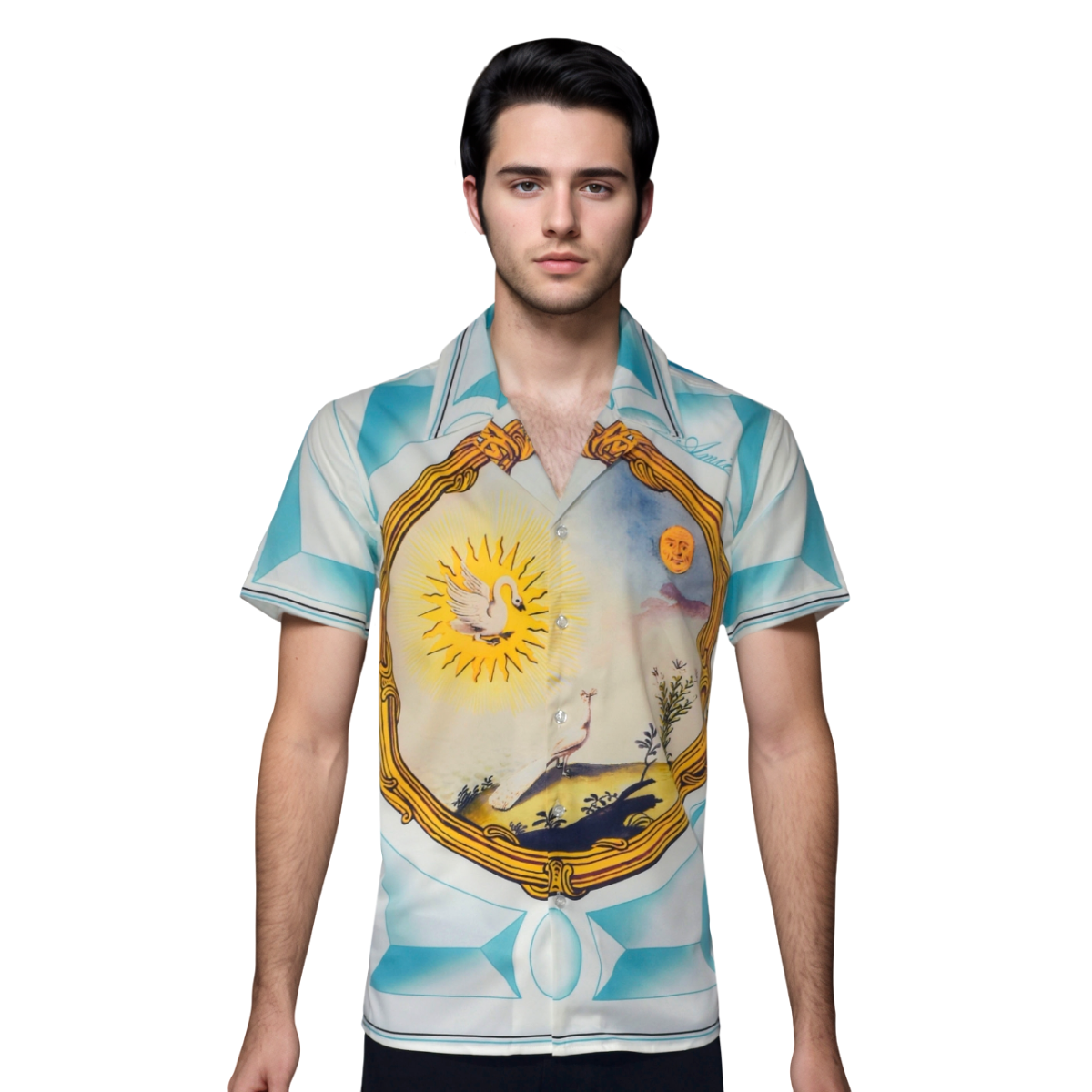 Amiri Landscape Frame Bowling Shirt-0