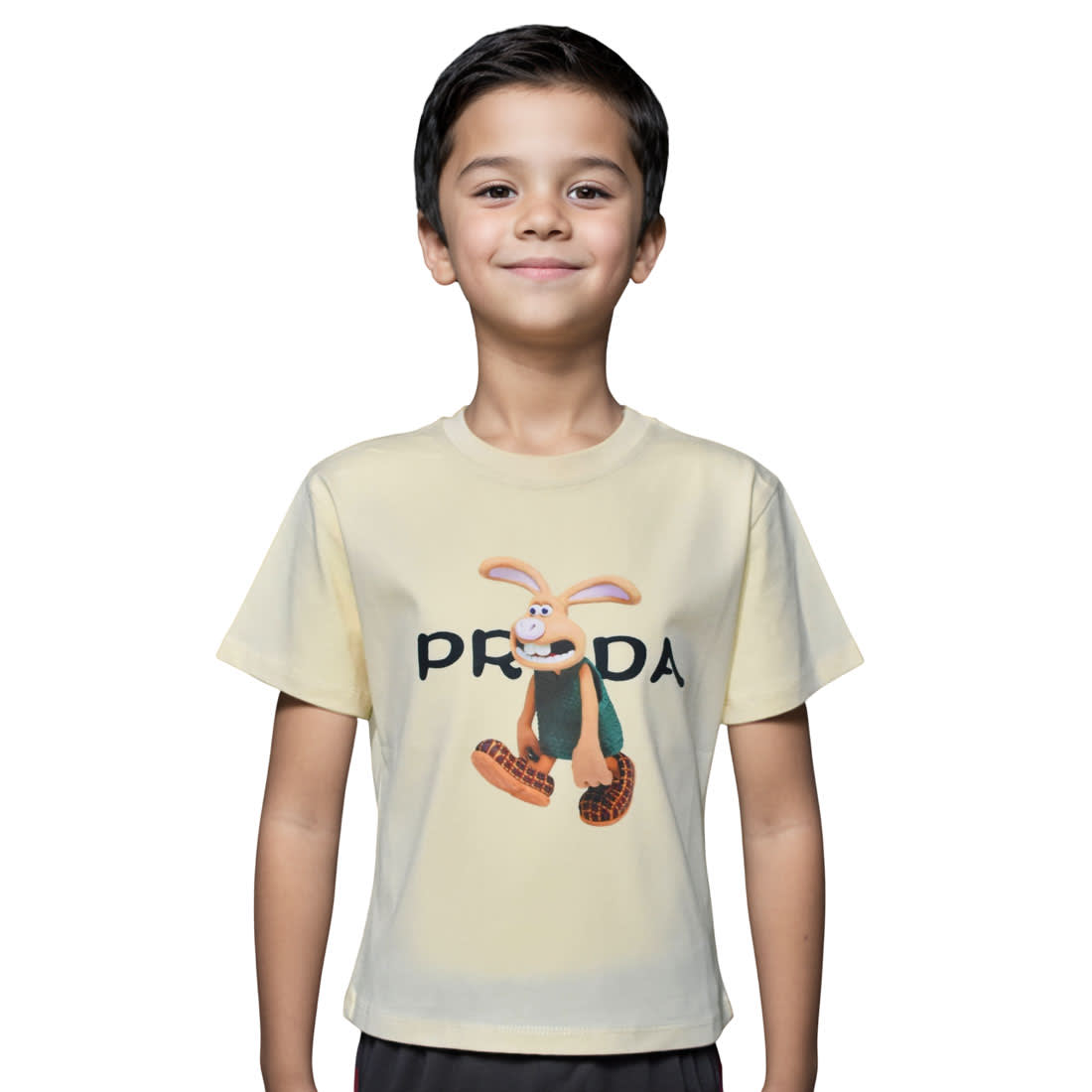 Prada Bunny Print Cream Premium Kids T-shirt-0