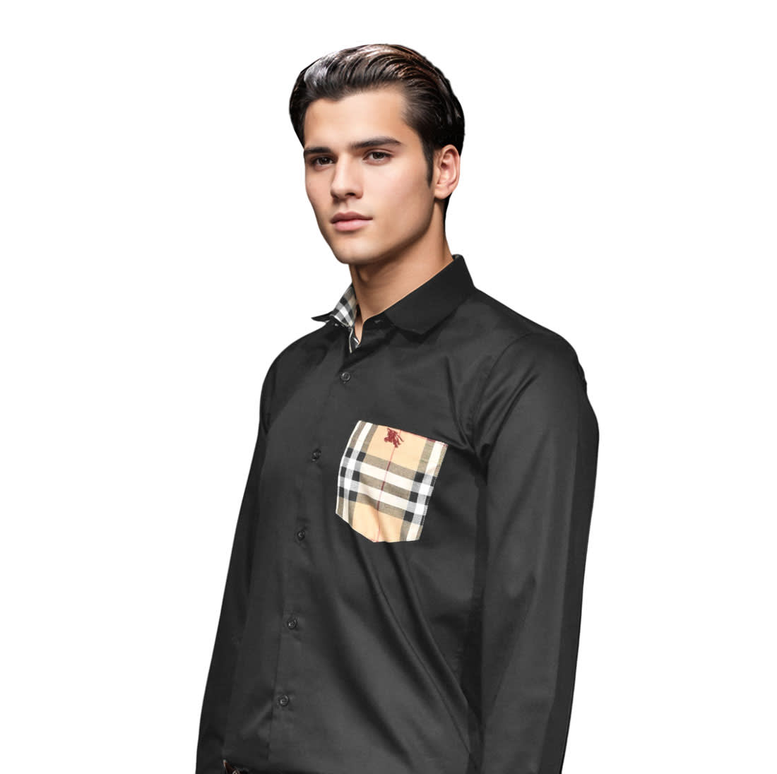 Burberry Black, Pocket Logo Print Premium Quality Shirt-2