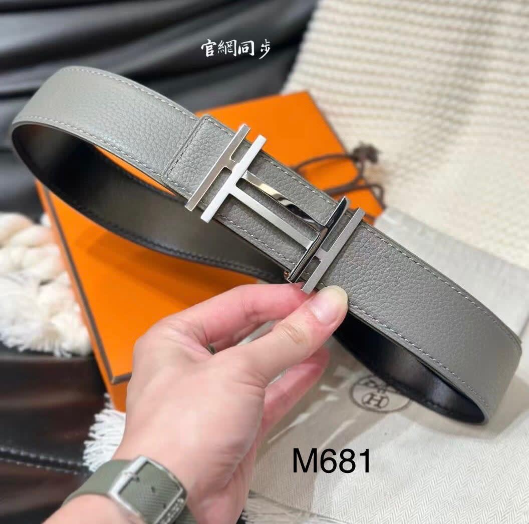 Hermes Grey & Silver Premium Quality Leather Belt-0