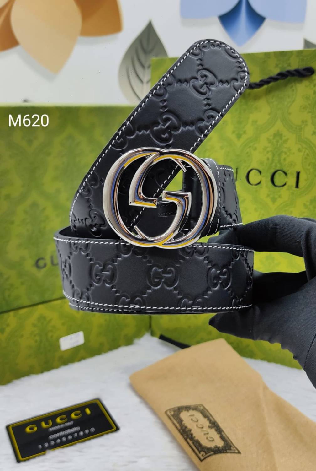 Gucci Silver Premium Quality Leather Belt-0