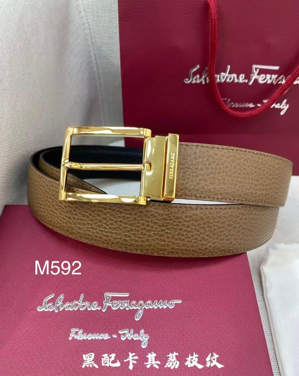 Salvatore Ferragamo Golden Premium Quality Leather Belt-0