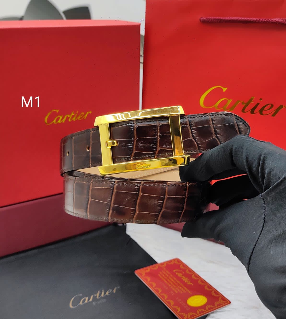 Cartier Brown & Golden Premium Quality Leather Belt-0