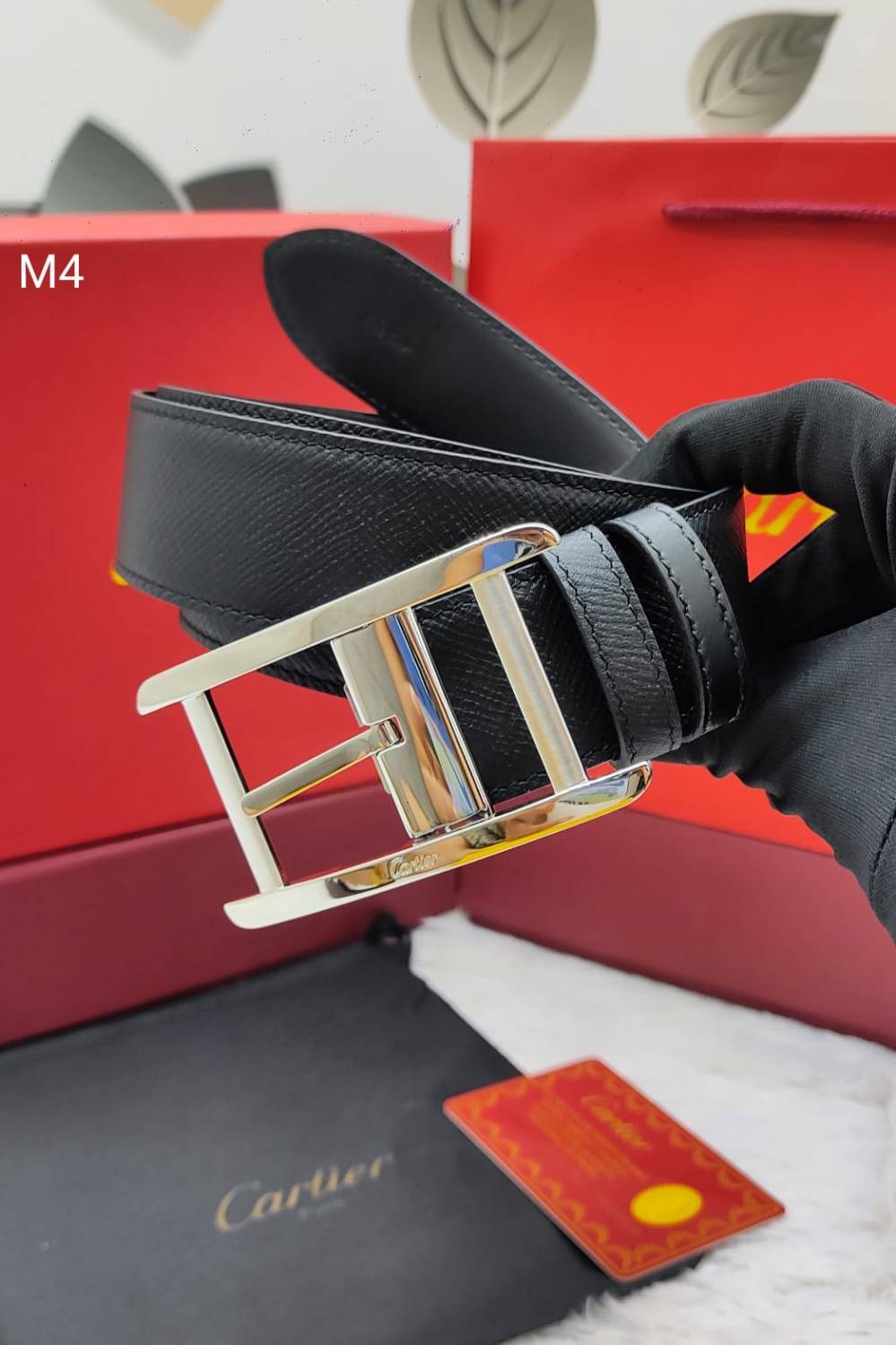 Cartier Black & silver Premium Quality Leather Belt-0