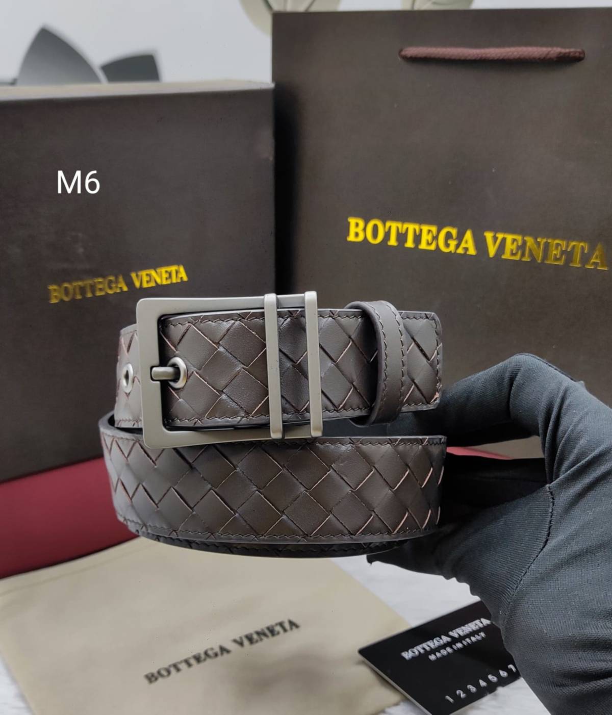 Bottega veneta Brown & Silver Premium Quality Leather Belt-0