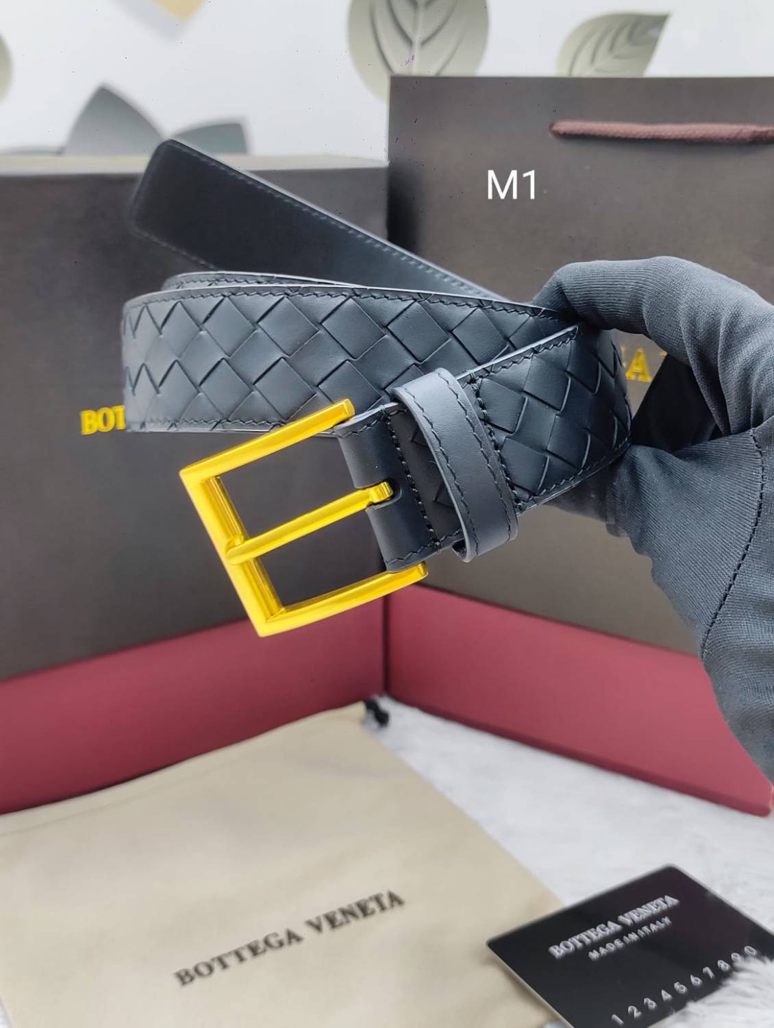 Bottega veneta Black & Golden Premium Quality Leather Belt-0