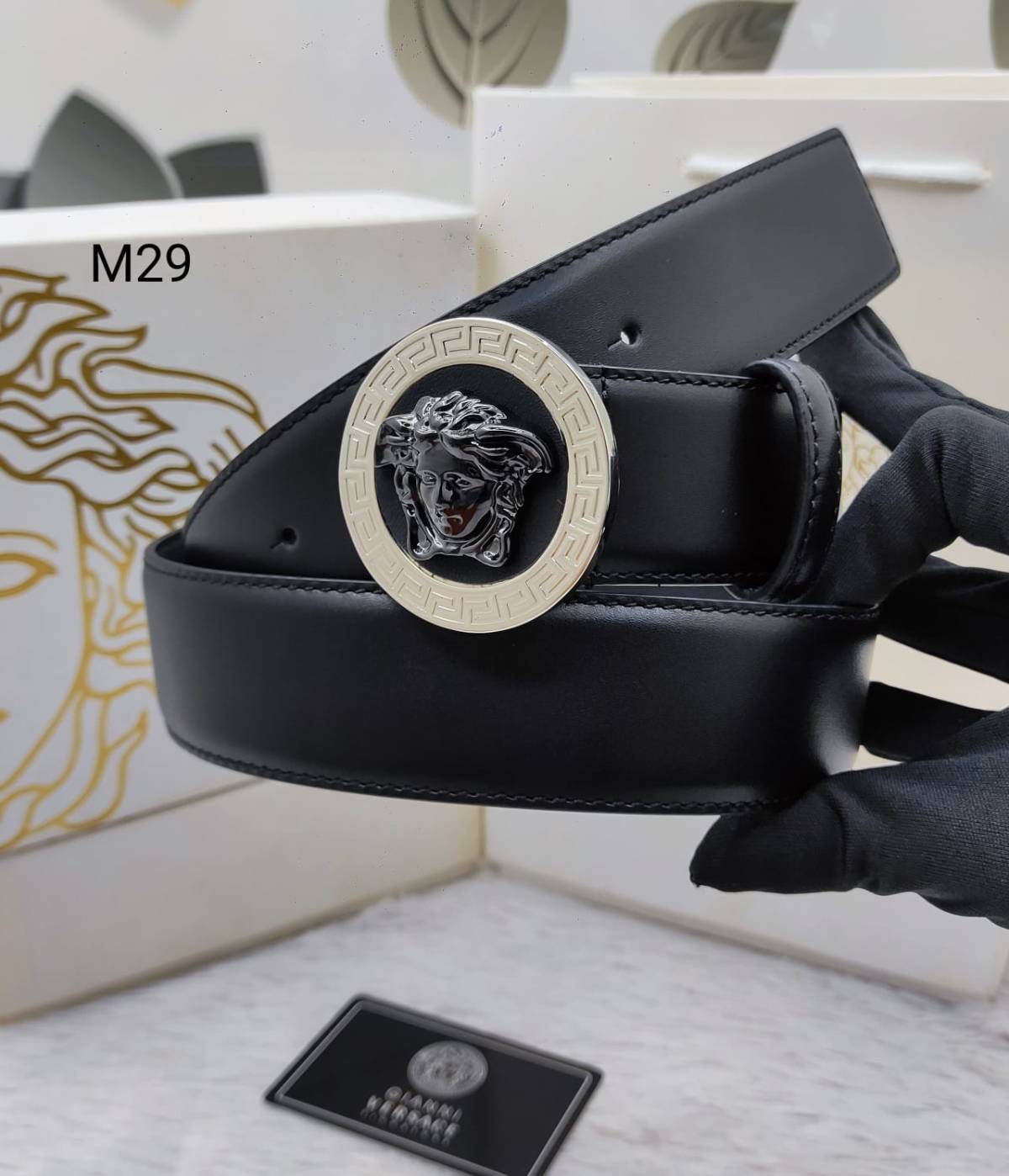 Versace Silver Premium Quality Leather Belt-0