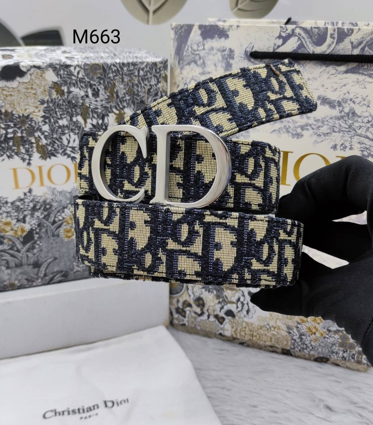 Dior Black Silver Premium Quality Leather Belt-0