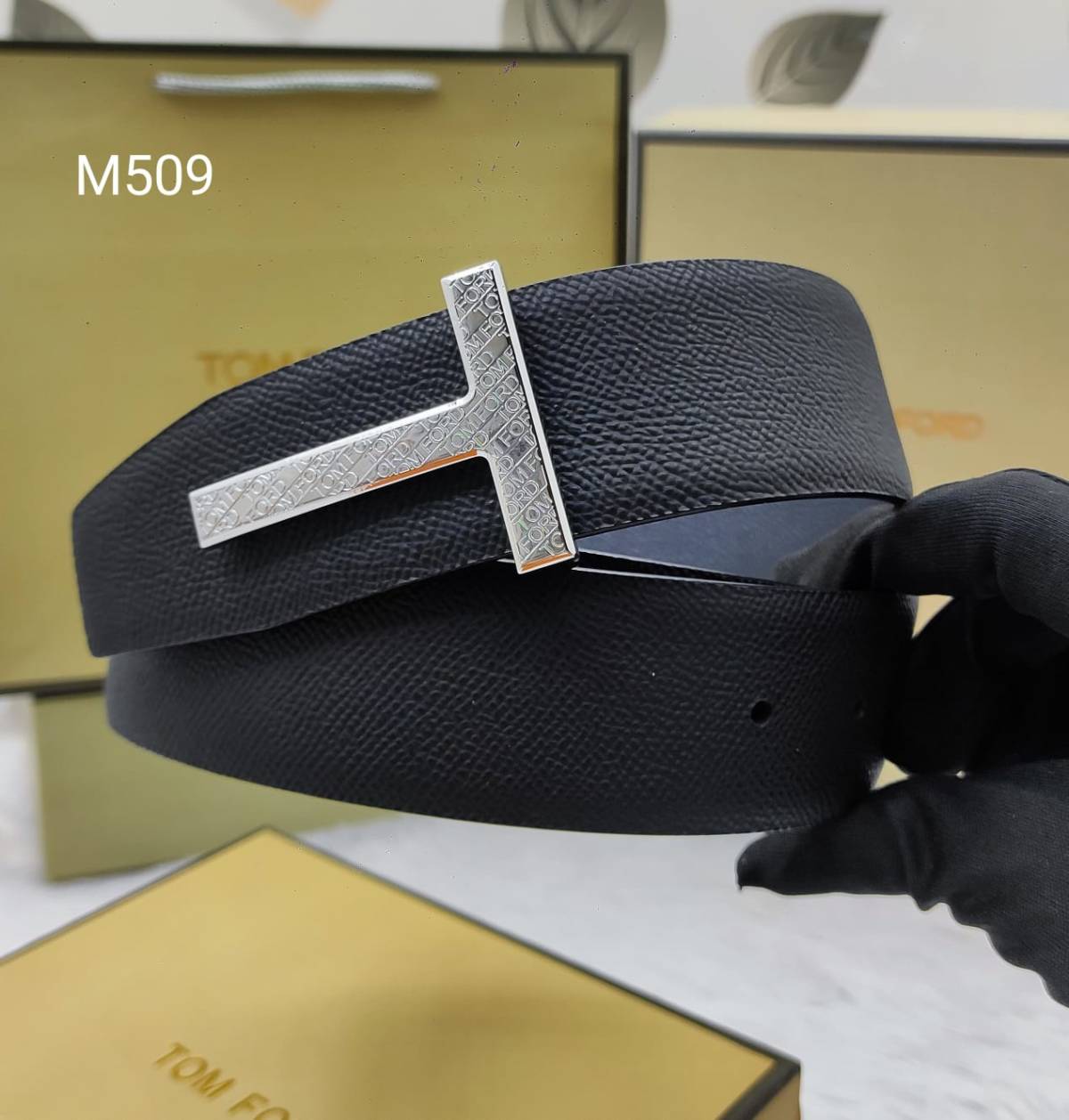 Tom Ford Silver Premium Quality Leather Belt-0