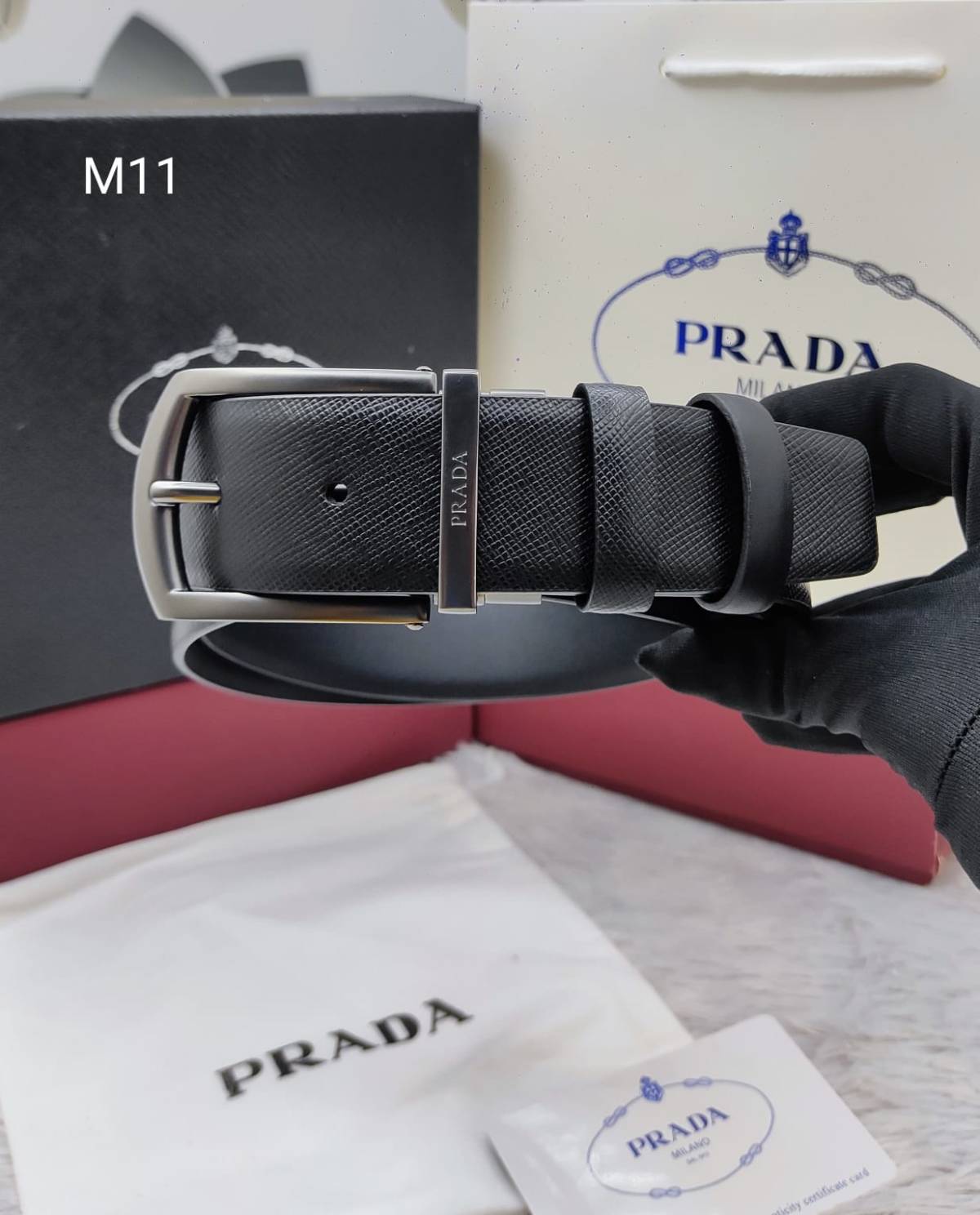 Prada Silver Premium Quality Leather Belt-0