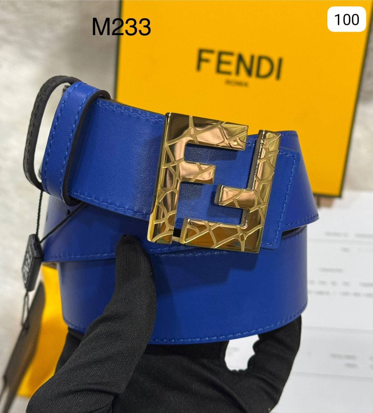 Fendi Golden Premium Quality Leather Belt-0