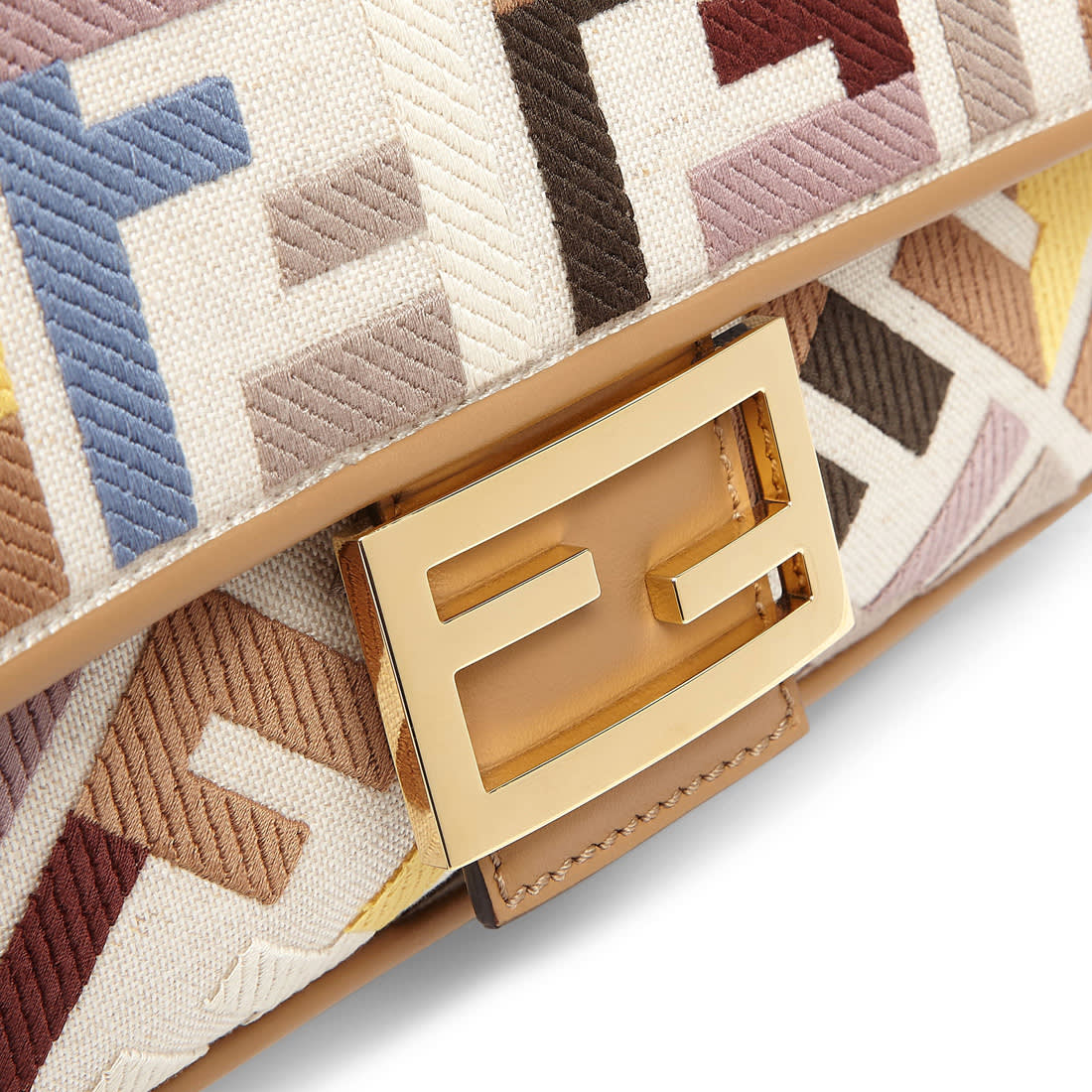 Fendi Baguette FF embroidery Multicolor canvas bag-4