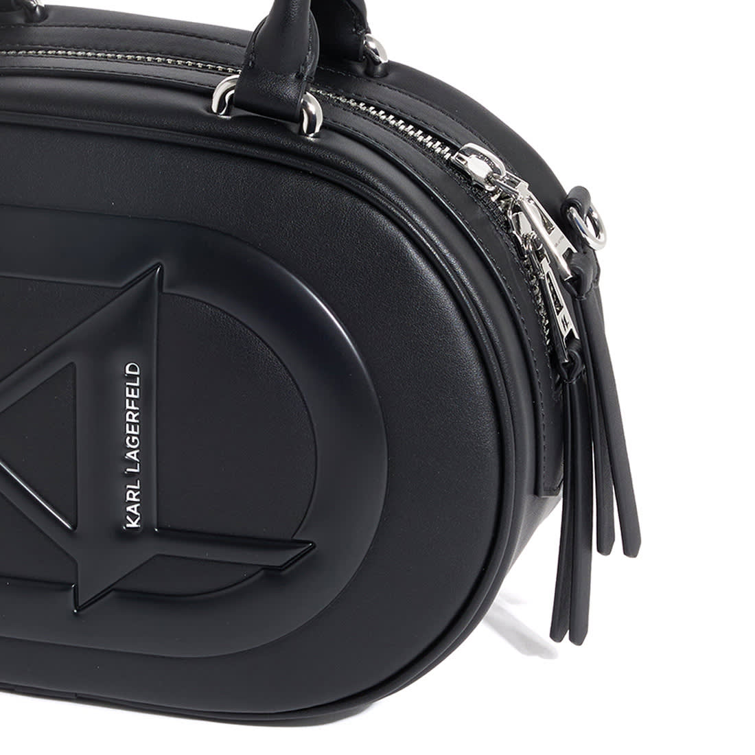 Karl Lagerfeld Textured Logo Detail Black Crossbody Bag-2