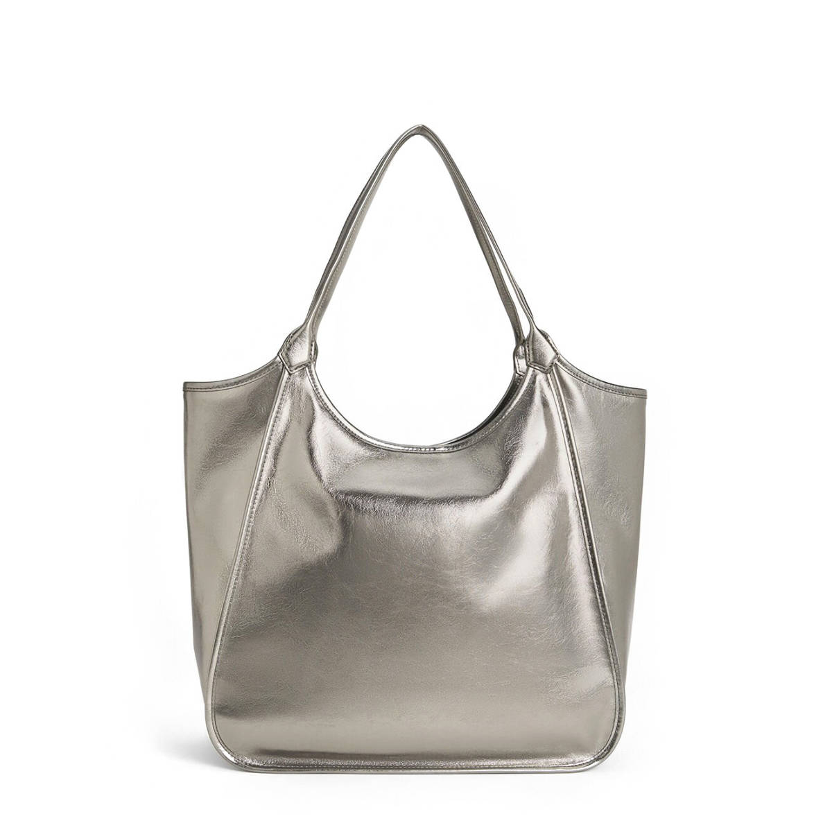 Charles & Keith Sianna Crinkle-Effect Slouchy Grey Tote Bag-1