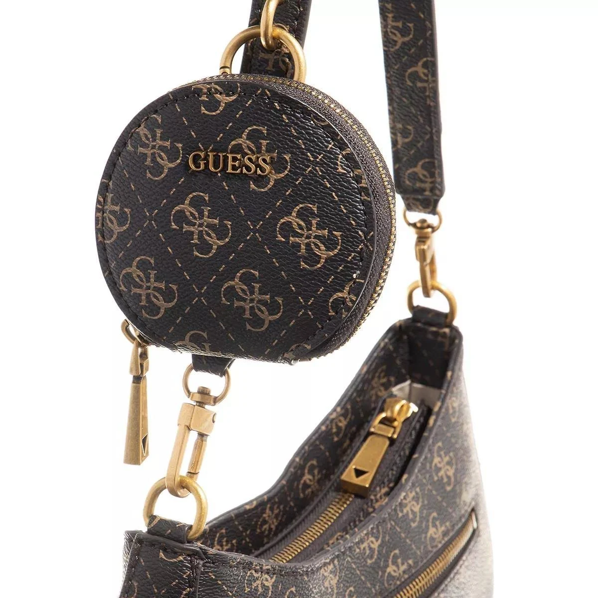 Guess Alexie Top Zip Dark Brown Shoulder Bag-4