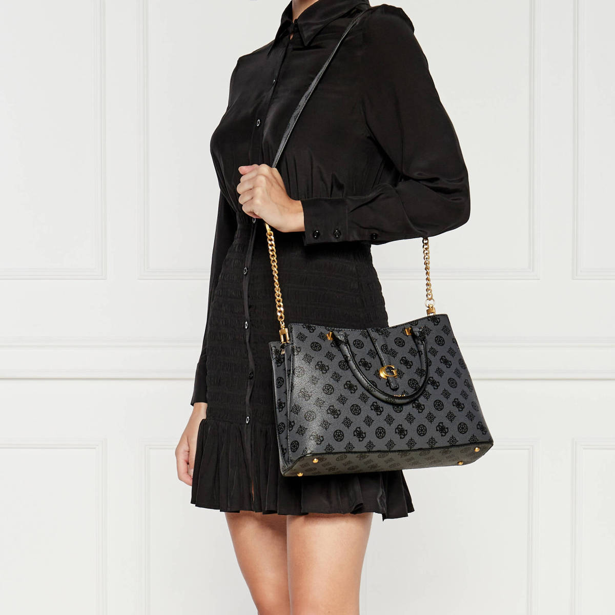 Guess Noelle Charcoal Shoulder Bag-5