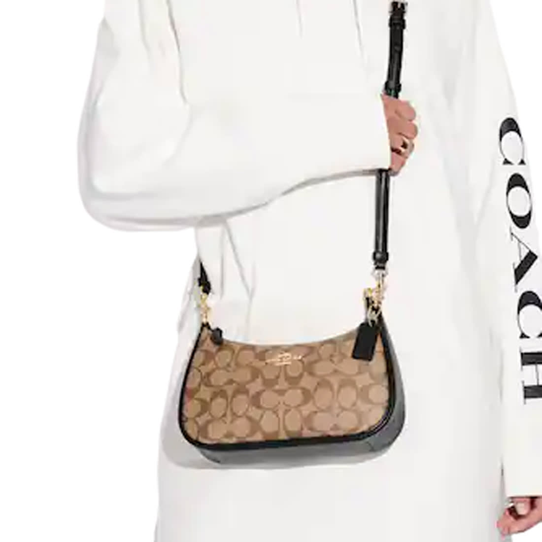 Coach Teri Signature Canvas Shoulder Brown Bag-2