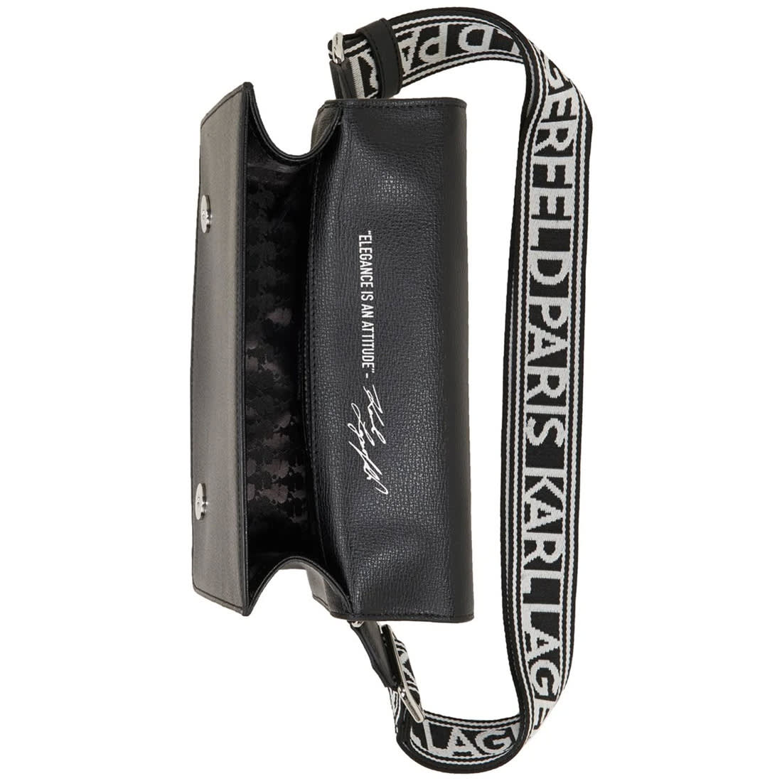 Karl Lagerfeld Simone Small Leather Crossbody Black Shoulder Bag-4