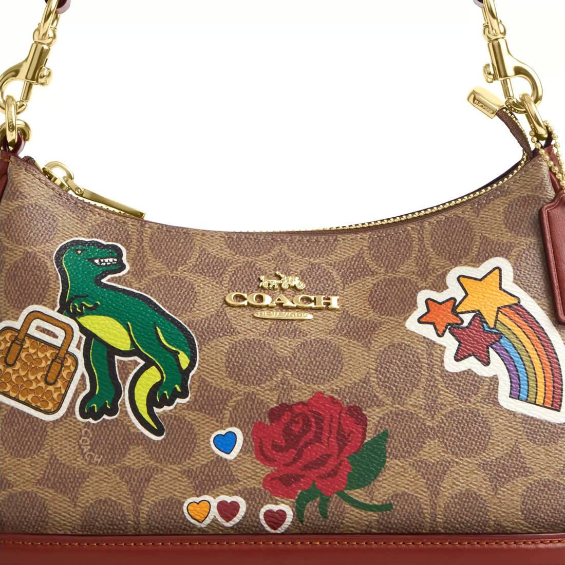 COACH Teri Shoulder Bag In Signature Canvas & Leather With Sticker Print-2