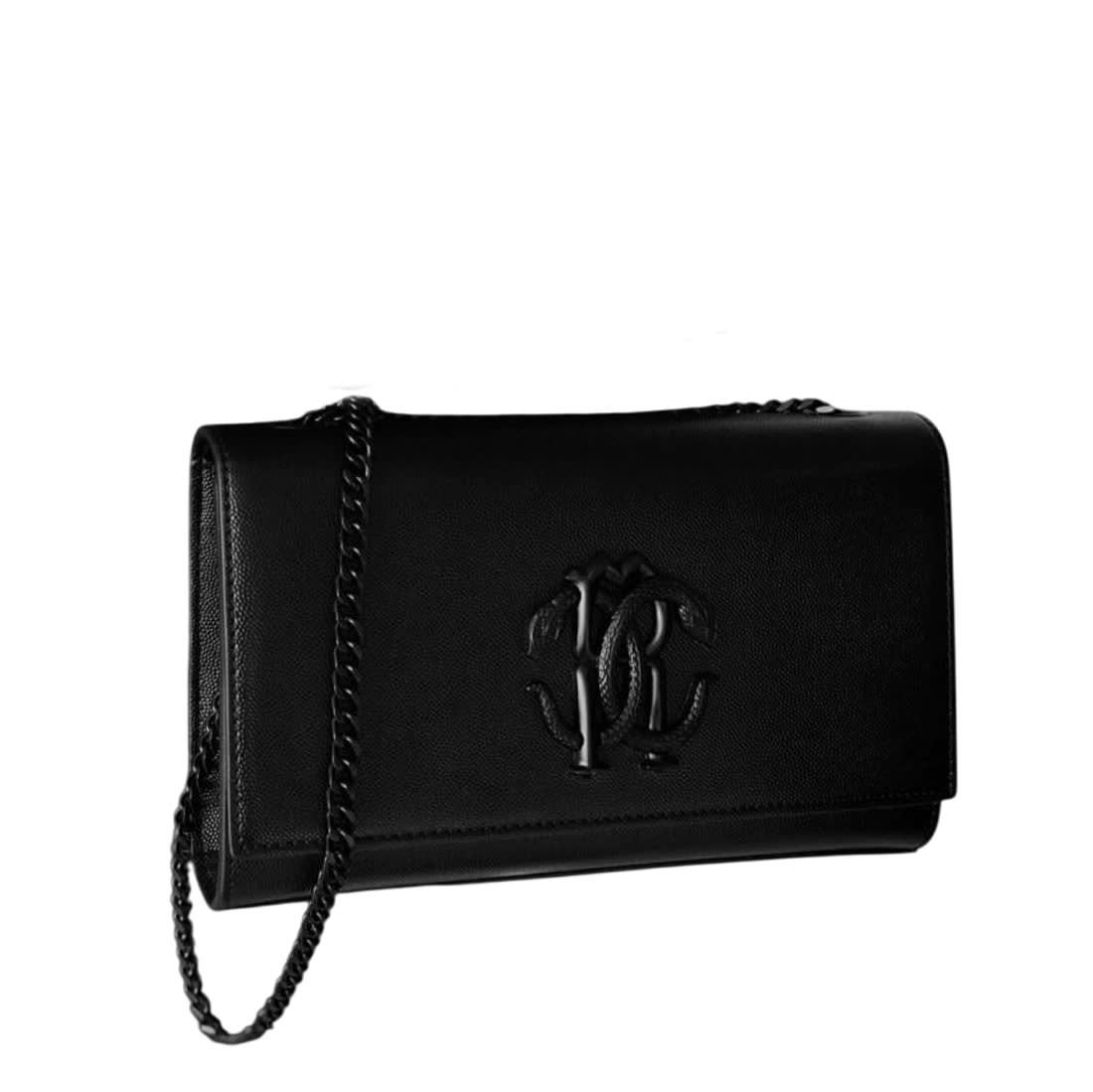 Roberto Cavalli Monogram Plaque Full Front Flap Shoulder Bag-0