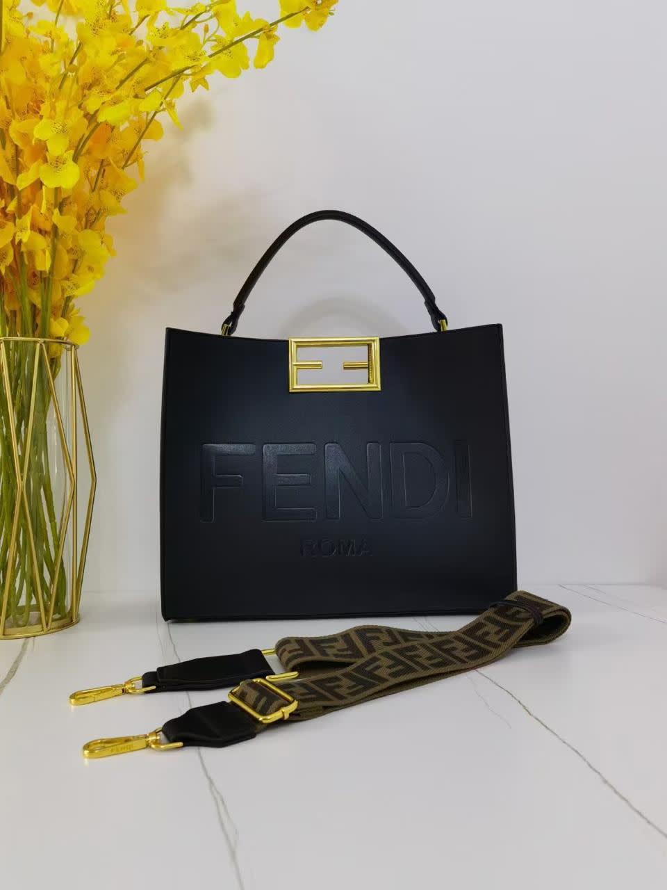 Fendi Peekaboo Tote Black Sling Bag-0