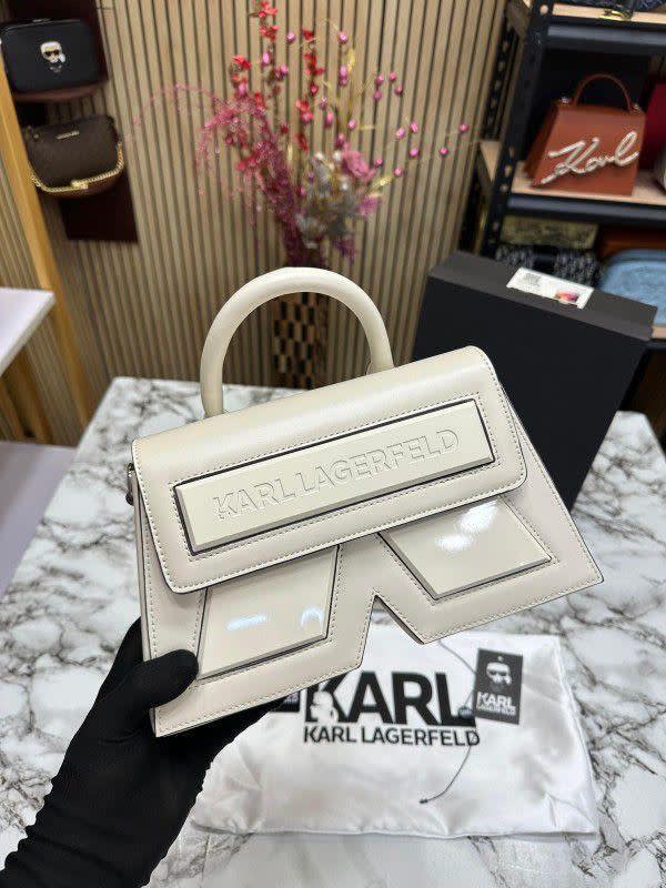 Karl Lagerfeld Paris Ikon K Leather White Crossbody Bag-0
