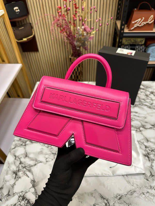 Karl Lagerfeld Paris Ikon K Leather Pink Crossbody Bag-0