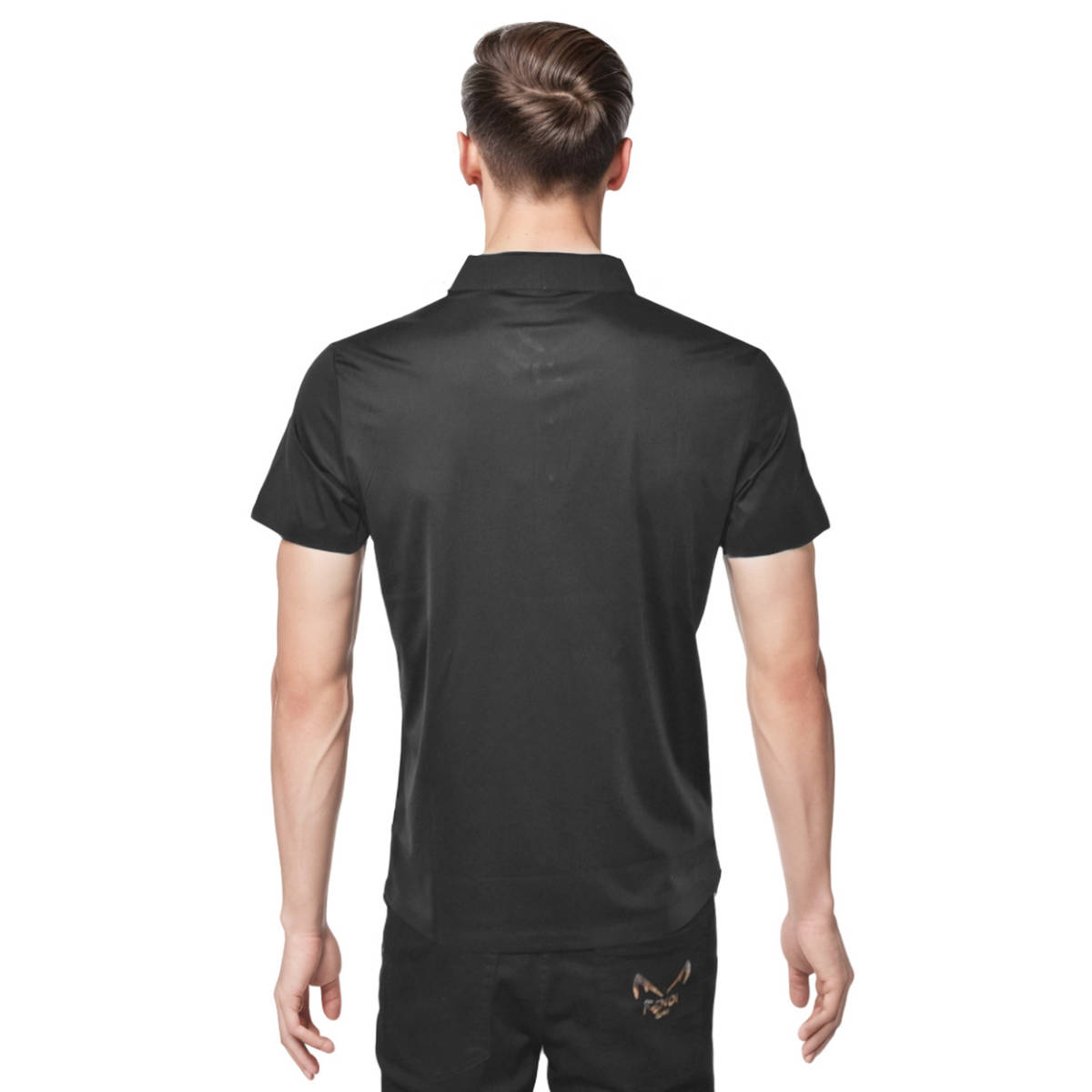 Ferragamo Black Embossed Logo Premium Polo T-shirt-1